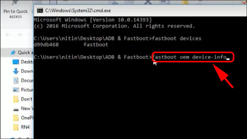 Gõ fastboot oem device-info